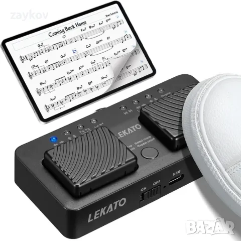LEKATO Buletooth безжичен маркер за страници, музикален педал за обръщане на страници