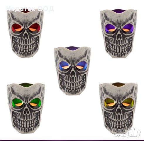 Декорация за Хелоуин, Череп, Цветна светлина, 6x5x7 см, снимка 3 - Други - 42348920