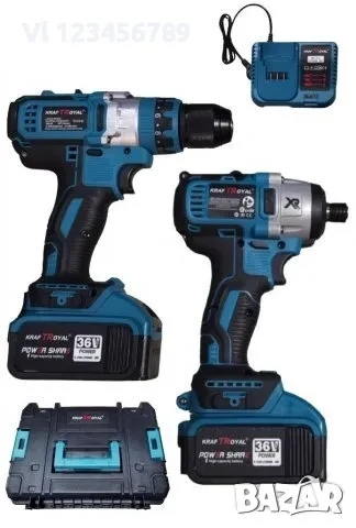 Безжични акумулаторен ударен гайковерт и акумулаторен винтоверт 36V 8,0AH KRAFT ROYAL к-кт (2 в 1), снимка 7 - Винтоверти - 50800213