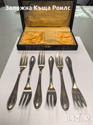 Немски сребърни десертни вилици Gebrüder Ruge, проба 800, комплект