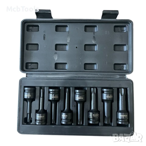 Комплект ударни торкс битове 1/2″ – 8 части HAWEK, снимка 4 - Други инструменти - 51210446