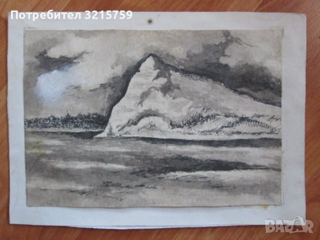 Стара Картина акварел, 25х15см., снимка 1