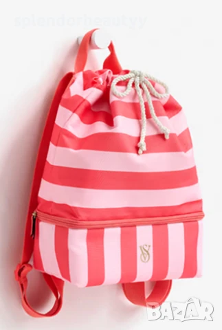 Victoria's Secret Раница и Хладилна Чанта 2 в 1, Розово-Коралово Райе, снимка 4 - Раници - 51241283