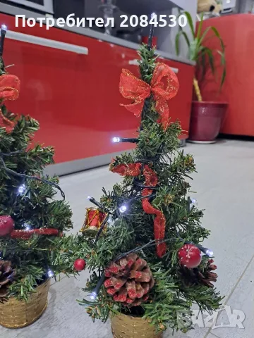 Елхичка с украса и лампички, снимка 3 - Декорация за дома - 48692612