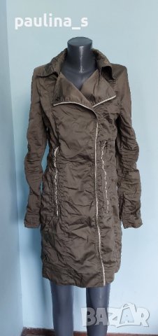 Дизайнерски тренч с кожен ефект "Marc Cain" sports / унисайз , снимка 2 - Палта, манта - 36840255