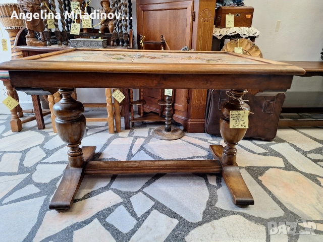 Винтидж маса за всекидневна с плочки , снимка 5 - Маси - 53999483