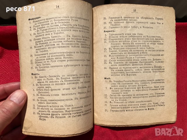 Военен календар "Отечество" 1919 г., снимка 7 - Антикварни и старинни предмети - 37954246