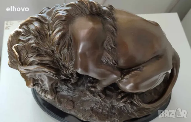 Бронзова фугура на лъв със змия Антоан-Луи Барие, снимка 2 - Антикварни и старинни предмети - 48009429