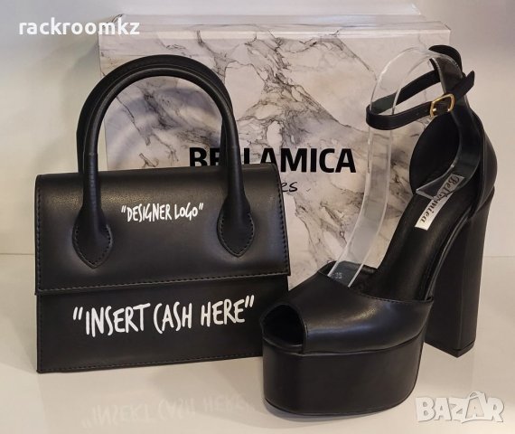 Модни дамски обувки на висок ток и платформа в черен цвят, снимка 3 - Дамски обувки на ток - 40132242