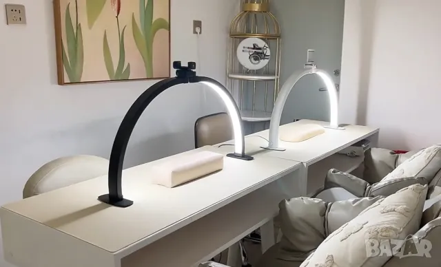 Настолна лампа Дъга / Лампа Полумесец - Сгъваема + Поставка за телефон, снимка 6 - Педикюр и маникюр - 47728490