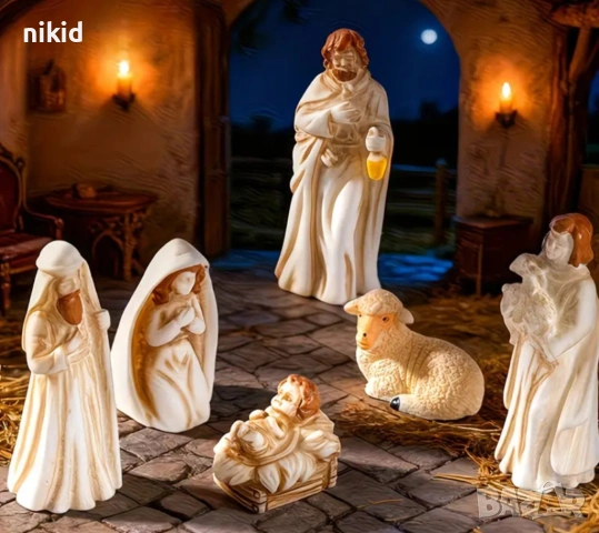 7 бр Християнско семейство религиозна тематика Рождество Коледа Иисус малки фигурки статуетки декор
