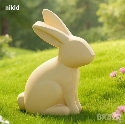 Седнал заек силиконов молд форма фондан шоколад гипс смола свещ декор украса, снимка 2 - Форми - 54222276