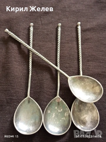 ПОСРЕБРЕНИ РУСКИ ЛЪЖИЧКИ за ЧАЙ СТАРИ РЕДКИ за КОЛЕКЦИЯ 30318, снимка 6 - Други ценни предмети - 51193675
