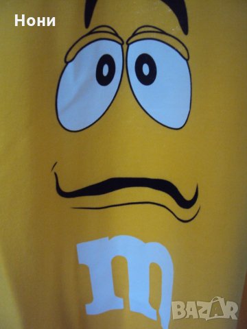 Жълта тениска със закачливо лого на М и М, снимка 2 - Тениски - 30034662
