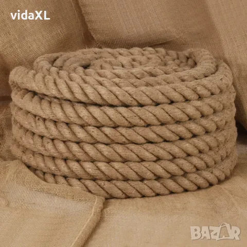 vidaXL Въже от юта, 10 м дължина, 60 мм дебелина（SKU: 153781）, снимка 2 - Платове и дамаски - 56056275