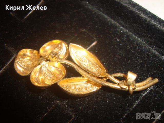 ПОЗЛАТЕНО СТАРО ЦВЕТЕ - БРОШКА ВИНТИДЖ ГРАДСКО БИЖУ 14496, снимка 6 - Антикварни и старинни предмети - 30637716