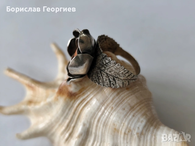 Стар сребърен пръстен цвете, снимка 2 - Пръстени - 53944969