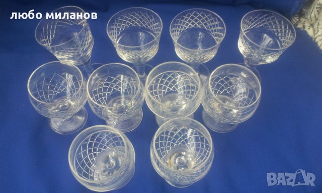 Кристални чаши за коняк 6 бр и 4 бр за вино от един лот, ръчна гравюра, снимка 6 - Чаши - 39409025