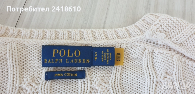 POLO Ralph Lauren Cable Pima Cotton  V - Neck Size S НОВО! ОРИГИНАЛ! Дамски Пуловер!, снимка 2 - Блузи с дълъг ръкав и пуловери - 52169978