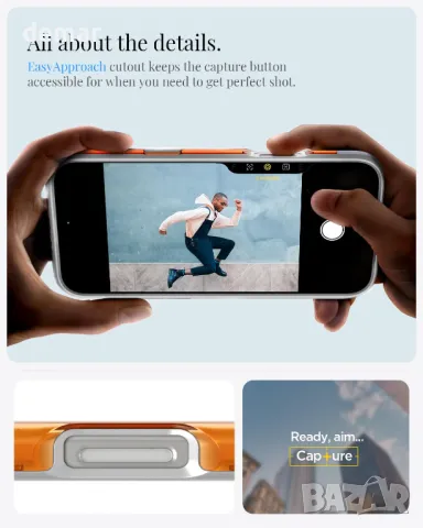 Spigen Classic C1 MagFit Калъф  за iPhone 16 Pro Max, съвместим с аксесоари MagSafe, мандарина, снимка 6 - Калъфи, кейсове - 47400547