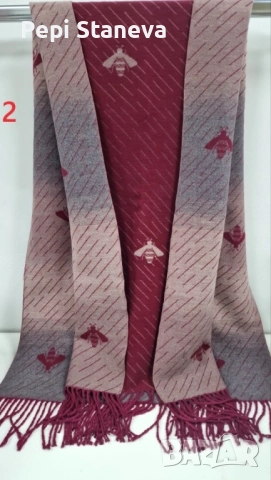 Кашмирен шал на  пчели уникален дизайн  две лица, снимка 4 - Шалове - 52749123