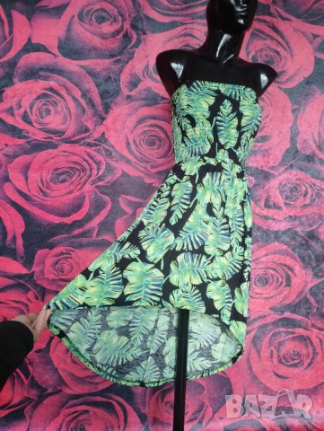 Неоново зелена А-образна лятна рокля бюстие С , снимка 1 - Рокли - 42649629