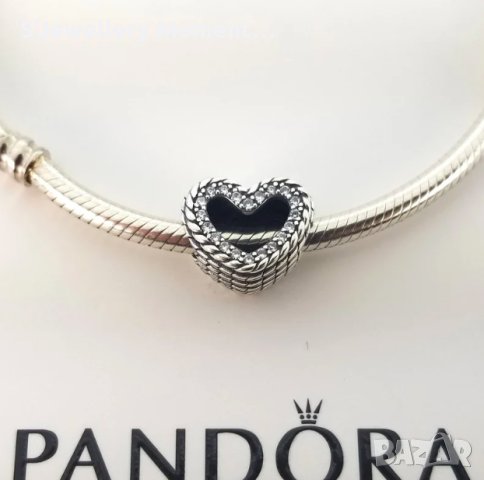 Сребърнен талисман Пандора Pandora Snake Chain Pattern Open Heart, снимка 3 - Гривни - 35082523