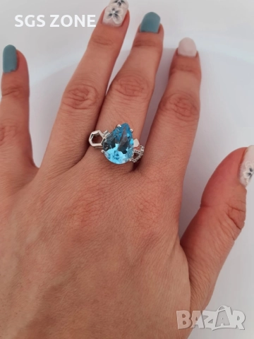 ПЕРФЕКТЕН ПРЪСТЕН от ТАЙЛАНД с ЕСТЕСТВЕН ТОПАЗ SWISS, снимка 7 - Пръстени - 51191288