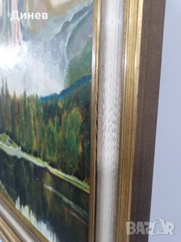 Алпийско Езеро Масло върху платно, снимка 7 - Картини - 52145966