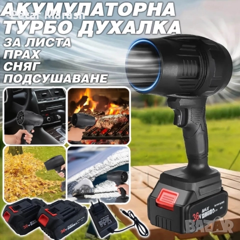Мощна акумулаторна духалка 1500W – Турбо пистолет за листа, прах, сняг и подсушаване, снимка 1