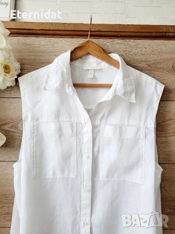 Нова дълга бяла риза ЛЕН, снимка 3 - Ризи - 51628040