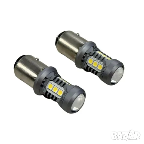 LED крушки 1157 BAY15D бели 12V 2 броя, снимка 2 - Аксесоари и консумативи - 55864844