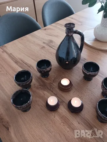 Сервиз за вино от седемдесетте плюс 3броя свещници , снимка 5 - Сервизи - 47593464