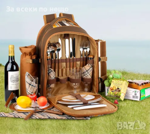 Висококачествена раница за пикник с комплект прибори за четири човека, снимка 6 - Други спортове - 50280251