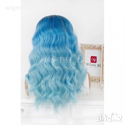 Къса синя лейс фронт перука Ейнджъл, снимка 2 - Аксесоари за коса - 29690971