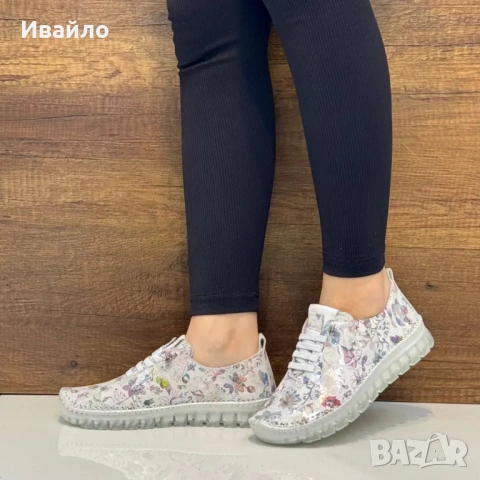 Дамски обувки от естествена кожа с флорален принт и гъвкава подметка, снимка 10 - Дамски ежедневни обувки - 53915897