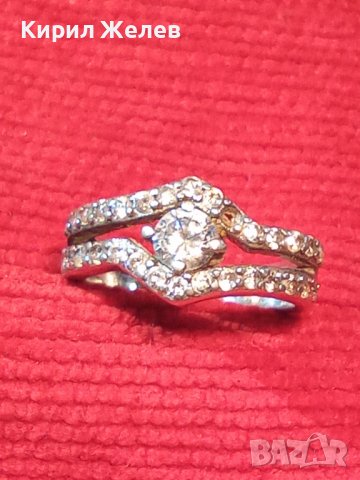 СТАР АНГЛИЙСКИ СКЪПОЦЕНЕН СРЕБЪРЕН АР НУВО ПРЪСТЕН СРЕБРО 925 с ФАСЕТИРАНИ ЦИРКОНИ 25836, снимка 12 - Пръстени - 35884667