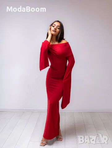 Официална луксозна червена дълга дамска рокля , снимка 6 - Рокли - 48009490