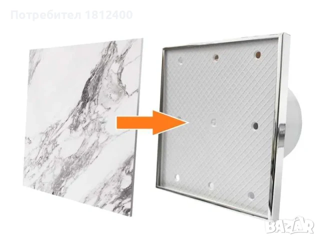 Вентилатор баня MMotors MMP ф100 място за плочка Повишен/Турбо Дебит 105/169м3/ч тих клапа -5%