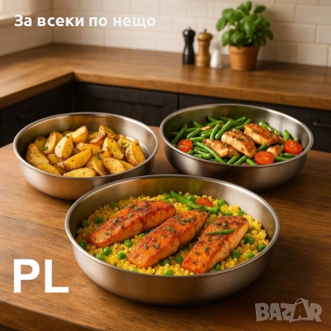 Комплект 3 бели тенджери + 3 алпака тави Код P1808, снимка 6 - Съдове за готвене - 53001982