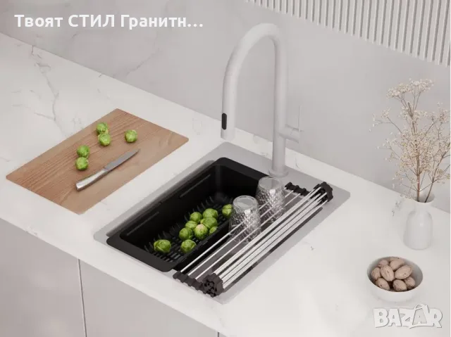Кухненска Мивка от гранит модел РИГА XXL 430 x 500 mm - сива