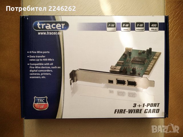 Карта Tracer Fire-Wire 3+1 port PCI, снимка 1 - Други - 38139518