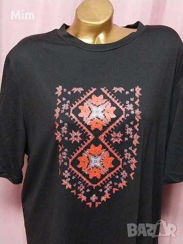 3XL Черна тениска с български мотиви , снимка 2 - Тениски - 53939156
