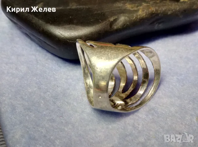 ШИКОЗЕН СТИЛЕН СРЕБЪРЕН АРТ ПРЪСТЕН СРЕБРО 925 АЖУРЕН МОДЕЛ с БЯЛА ПОЗЛАТА 49302, снимка 6 - Пръстени - 50354706