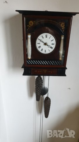 Стенен часовник Бидермайер Шварцвалд - дърво, порцелан, снимка 2 - Антикварни и старинни предмети - 44497307