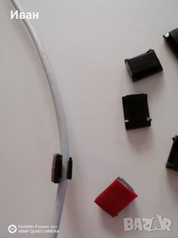 Черни пластмасови самозалепващи държач държачи за кабел на смартфон телефон таблет и други, снимка 8 - USB кабели - 31563908