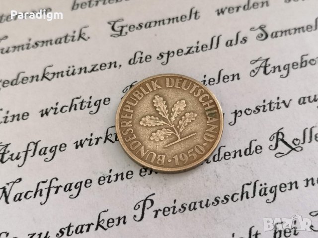 Монета - Германия - 10 пфенига | 1950г.; серия D, снимка 2 - Нумизматика и бонистика - 31440358