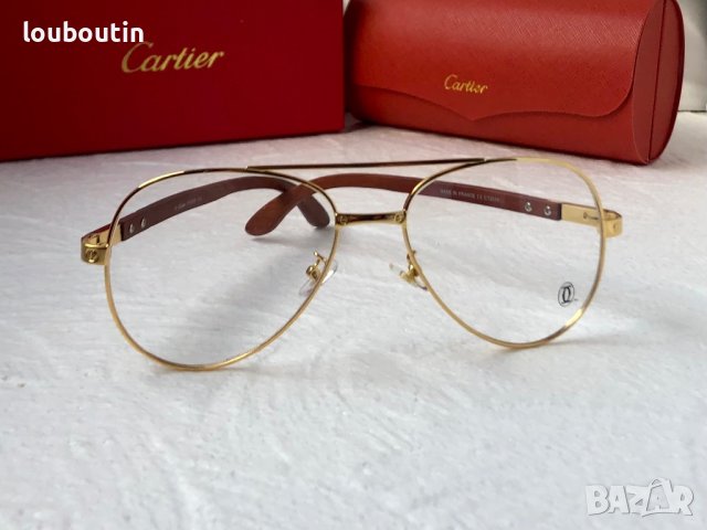 Cartier висок клас мъжки слънчеви очила авиатор с дървени дръжки, снимка 6 - Слънчеви и диоптрични очила - 42843343