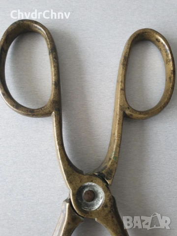 бронзови щипки за въглища 30см/стари метални клещи за камина-печка, снимка 6 - Антикварни и старинни предмети - 50895550