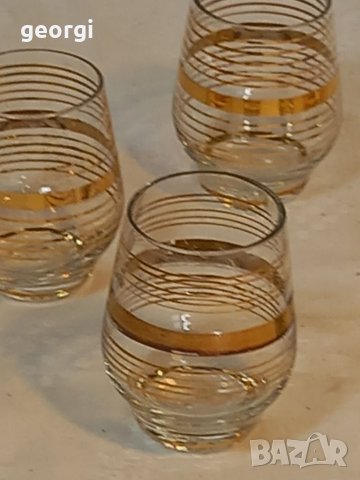 Пет стъклени чаши за ракия с позлата , снимка 2 - Чаши - 39884420